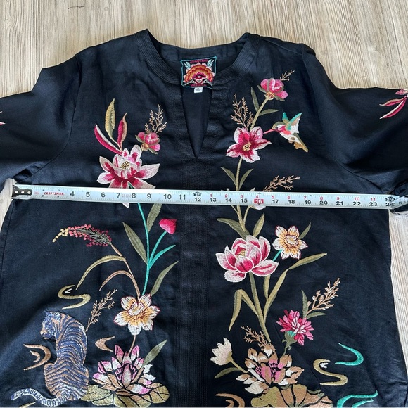 Johnny Was// JWLA Maise Easy V neck Blouse Embroidered Boho Black Size XL - Picture 10 of 11